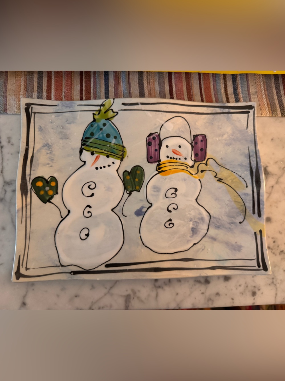 Annapolis pottery snowman platter 11x8, like new